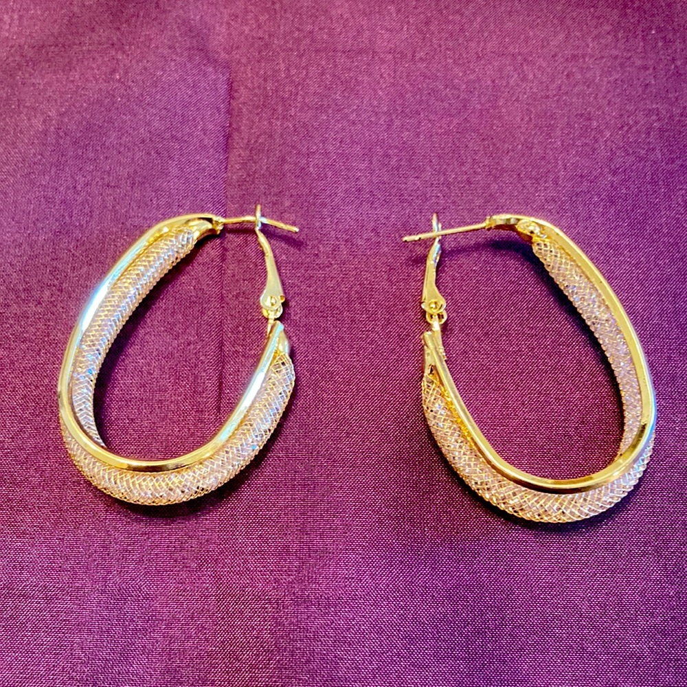 Gold Tone Oval Earrings